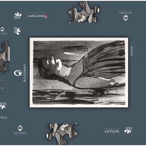 Le Café-concert: Mme. Abdala (1893) by Henri de Toulouse–Lautrec 100 Puzzle Schachtel 3D Modell