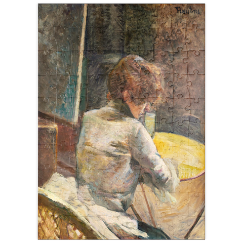 puzzleplate Waiting (ca.1887) by Henri de Toulouse–Lautrec 100 Puzzle