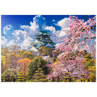 puzzleplate Kirschblüten und Schloss in Osaka, Japan 1000 Puzzle