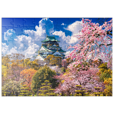 puzzleplate Kirschblüten und Schloss in Osaka, Japan 100 Puzzle