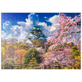 Darstellung des Puzzle Motivs Kirschblüten vor der Burg in Osaka, Japan - Puzzleteile: 200