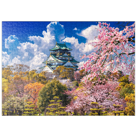 puzzleplate Kirschblüten und Schloss in Osaka, Japan 500 Puzzle