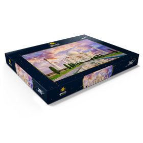 Alternative Darstellung des Puzzle-Motivs Blick auf das Taj Mahal im Licht des Sonnenuntergangs mit Spiegelung im Wasser – Puzzleteile: 200