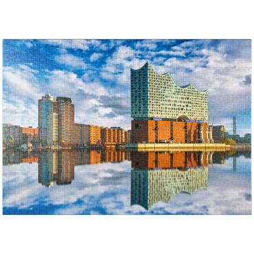 puzzleplate Reflexion der Elbphilharmonie in Hamburg 1000 Puzzle