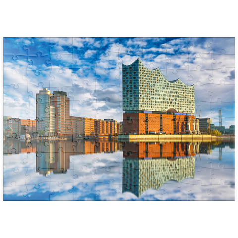 puzzleplate Reflexion der Elbphilharmonie in Hamburg 100 Puzzle