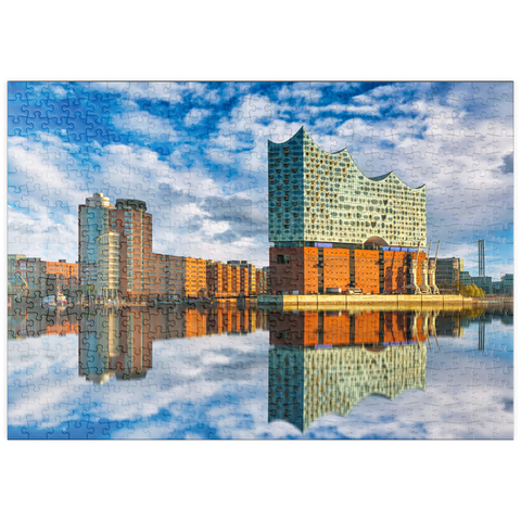 puzzleplate Reflexion der Elbphilharmonie in Hamburg 500 Puzzle