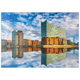 Darstellung des Puzzle Motivs Reflexion der Elbphilharmonie in Hamburg - Puzzleteile: 500
