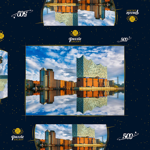 Reflexion der Elbphilharmonie in Hamburg 500 Puzzle Schachtel 3D Modell
