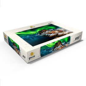 Darstellung des Puzzle Motivs Aurora Borealis über Hamnoy in Norwegen - Puzzleteile: 1000