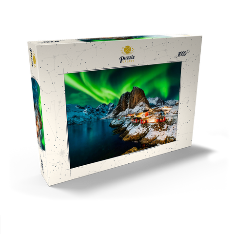 Aurora borealis über Hamnoy in Norwegen 1000 Puzzle Schachtel Ansicht2