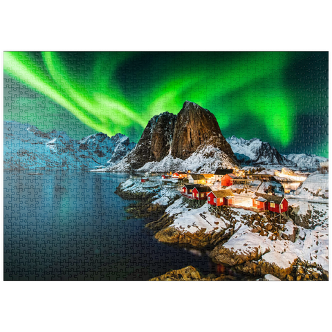 puzzleplate Aurora borealis über Hamnoy in Norwegen 1000 Puzzle