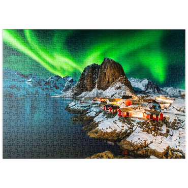puzzleplate Aurora borealis über Hamnoy in Norwegen 500 Puzzle