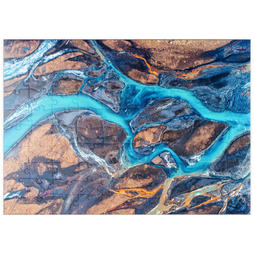 puzzleplate Luftaufnahme auf einen Fluss in Island. Schöne Naturkulisse 100 Puzzle