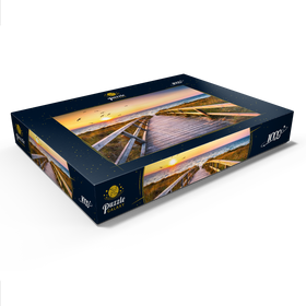 Darstellung des Puzzle Motivs Sonnenuntergang am Dünenstrand, Nordsee - Puzzleteile: 1000