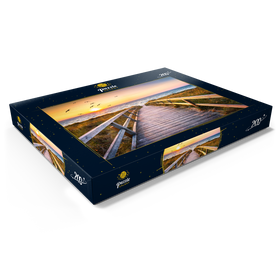 Darstellung des Puzzle Motivs Sonnenuntergang am Dünenstrand, Nordsee - Puzzleteile: 200