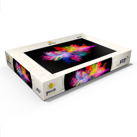 Pulver-Farbexplosion vor schwarzem Hintergrund 1000 Puzzle Schachtel Ansicht1