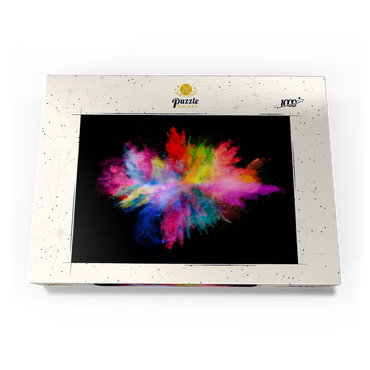 Pulver-Farbexplosion vor schwarzem Hintergrund 1000 Puzzle Schachtel Ansicht3
