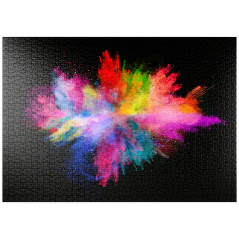 puzzleplate Pulver-Farbexplosion vor schwarzem Hintergrund 1000 Puzzle