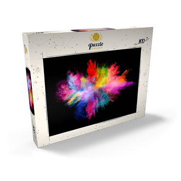 Pulver-Farbexplosion vor schwarzem Hintergrund 100 Puzzle Schachtel Ansicht2