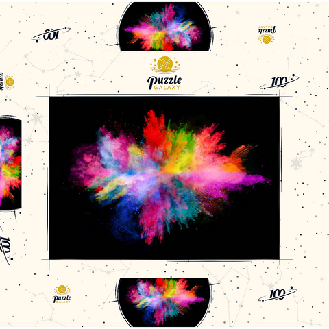 Pulver-Farbexplosion vor schwarzem Hintergrund 100 Puzzle Schachtel 3D Modell
