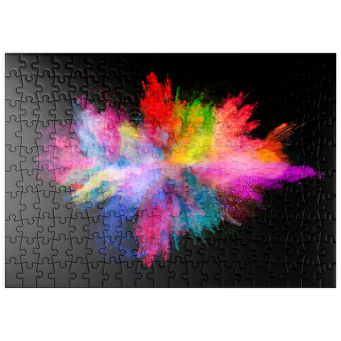 puzzleplate Pulver-Farbexplosion vor schwarzem Hintergrund 200 Puzzle