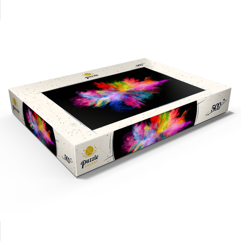 Pulver-Farbexplosion vor schwarzem Hintergrund 500 Puzzle Schachtel Ansicht1