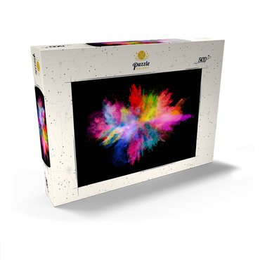 Pulver-Farbexplosion vor schwarzem Hintergrund 500 Puzzle Schachtel Ansicht2