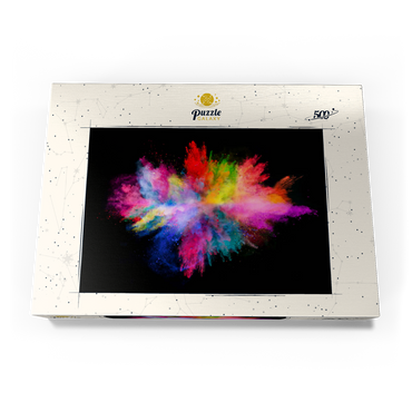 Pulver-Farbexplosion vor schwarzem Hintergrund 500 Puzzle Schachtel Ansicht3