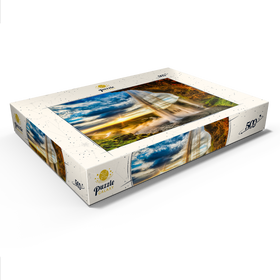 Darstellung des Puzzle Motivs Seljalandsfoss-Wasserfall bei Sonnenuntergang, Island - Puzzleteile: 500