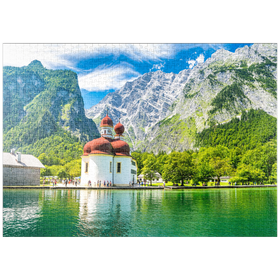 Darstellung des Puzzle-Motivs Königsee mit der Bartholomew-Kirche – Puzzleteile: 1000