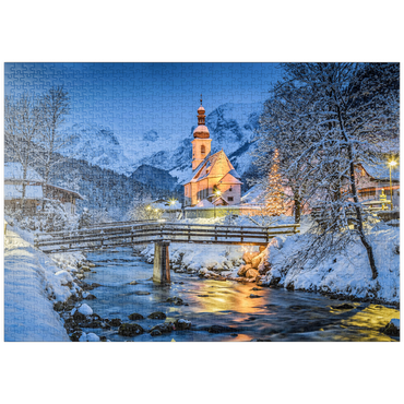 puzzleplate Winterlandschaft Berchtesgaden, Wallfahrtskirche Sankt Sebastian 1000 Puzzle