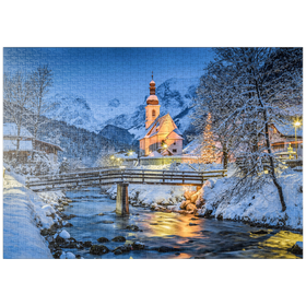 Darstellung des Puzzle Motivs Winterlandschaft Berchtesgaden, Wallfahrtskirche Sankt Sebastian - Puzzleteile: 1000
