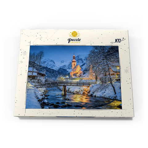 Winterlandschaft Berchtesgaden, Wallfahrtskirche Sankt Sebastian 100 Puzzle Schachtel Ansicht3