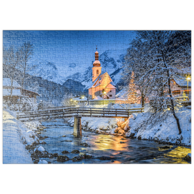 Darstellung des Puzzle-Motivs Winterlandschaft Berchtesgaden, Wallfahrtskirche Sankt Sebastian – Puzzleteile: 500