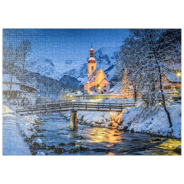 puzzleplate Winterlandschaft Berchtesgaden, Wallfahrtskirche Sankt Sebastian 500 Puzzle
