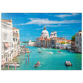 Darstellung des Puzzle Motivs Canal Grande bei Sonnenschein im Sommer, Venedig, Italien - Puzzleteile: 100