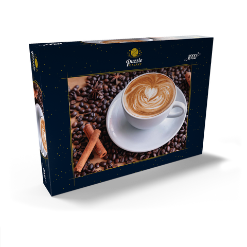 Eine Tasse heißer Kaffee mit Kaffeebohnen 1000 Puzzle Schachtel Ansicht2