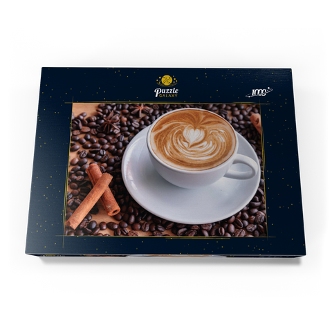 Eine Tasse heißer Kaffee mit Kaffeebohnen 1000 Puzzle Schachtel Ansicht3