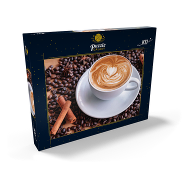 Eine Tasse heißer Kaffee mit Kaffeebohnen 100 Puzzle Schachtel Ansicht2