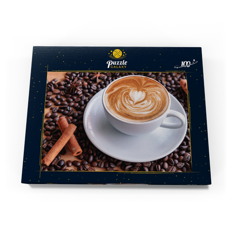 Eine Tasse heißer Kaffee mit Kaffeebohnen 100 Puzzle Schachtel Ansicht3