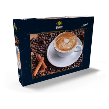 Eine Tasse heißer Kaffee mit Kaffeebohnen 500 Puzzle Schachtel Ansicht2