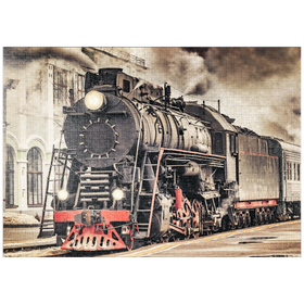 Darstellung des Puzzle Motivs Ein Dampfzug fährt vom Bahnhof ab - Puzzleteile: 1000