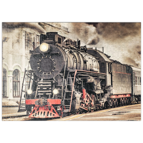 Darstellung des Puzzle-Motivs Ein Dampfzug fährt vom Bahnhof ab – Puzzleteile: 500