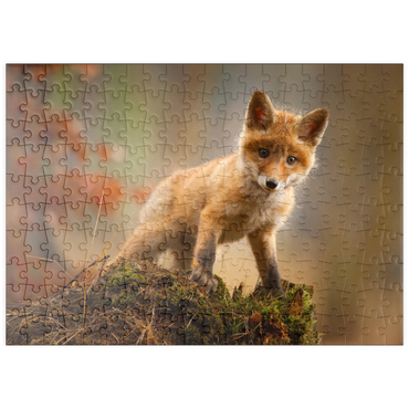 puzzleplate Ein junger neugieriger Fuchs im Wald 200 Puzzle