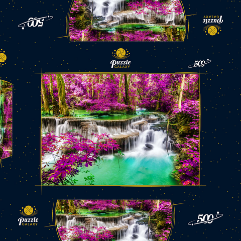 Huay Mae Khamin Wasserfall, Thailand 500 Puzzle Schachtel 3D Modell