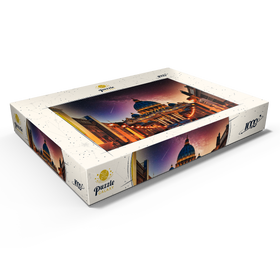 Alternative Darstellung des Puzzle-Motivs Vatikanstadt. Beleuchtete St. Peters Basilika in der Vatikanstadt bei Nacht – Puzzleteile: 1000