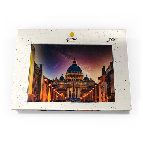 Vatikanstadt. Beleuchtete St. Peters Basilika in der Vatikanstadt bei Nacht 1000 Puzzle Schachtel Ansicht3