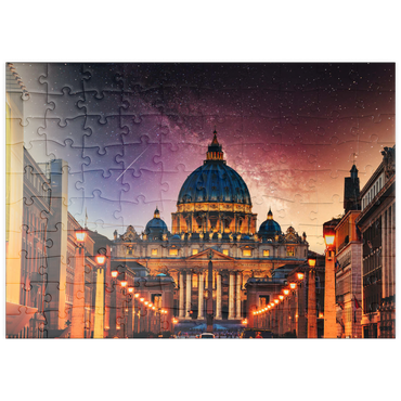puzzleplate Vatikanstadt. Beleuchtete St. Peters Basilika in der Vatikanstadt bei Nacht 100 Puzzle