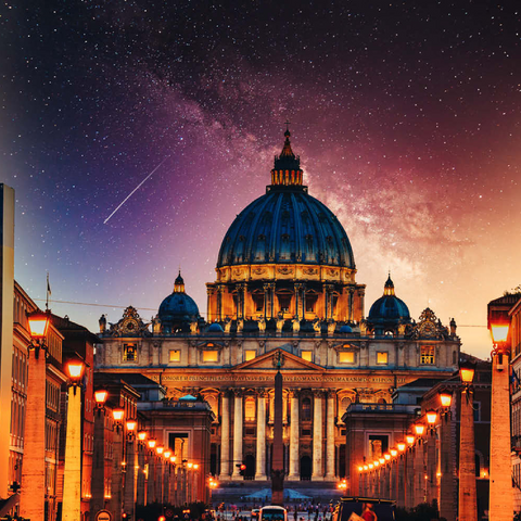 Vatikanstadt. Beleuchtete St. Peters Basilika in der Vatikanstadt bei Nacht 100 Puzzle 3D Modell