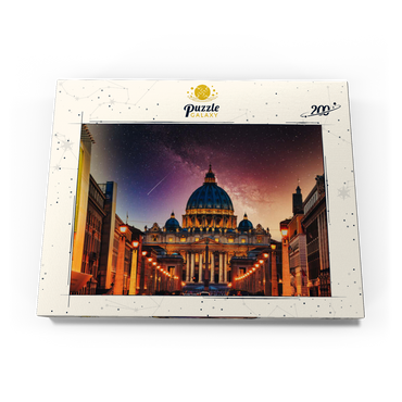 Vatikanstadt. Beleuchtete St. Peters Basilika in der Vatikanstadt bei Nacht 200 Puzzle Schachtel Ansicht3